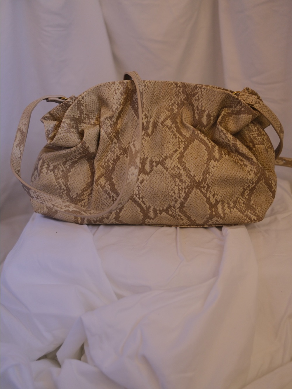 Anthropologie Taupe Snakeskin Shoulder Bag Clutch